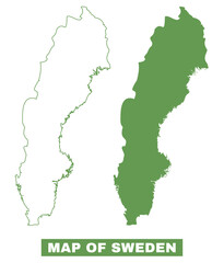 Obraz premium Simple Sweden Outline flat map style vector illustration set