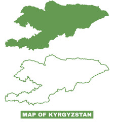 Simple Kyrgyzstan Outline flat map style vector illustration set