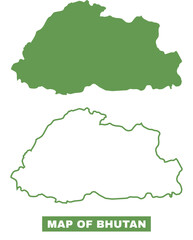 Simple Bhutan Outline flat map style vector illustration set