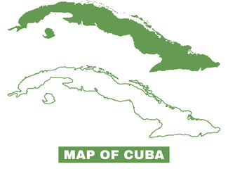 Simple Cuba Outline flat map style vector illustration set