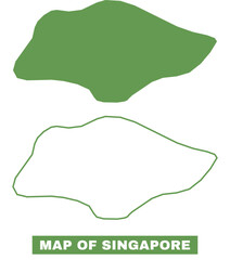 Fototapeta premium Simple Singapore Outline flat map style vector illustration set