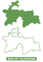 Simple Tajikistan Outline flat map style vector illustration set