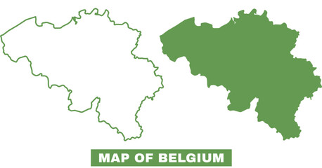 Simple Belgium Outline flat map style vector illustration set