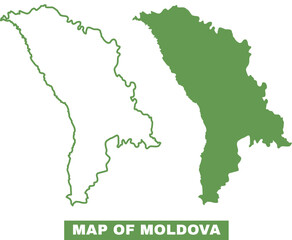 Simple Moldova Outline flat map style vector illustration set