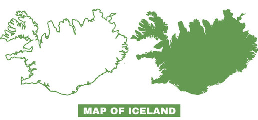 Simple Iceland Outline flat map style vector illustration set