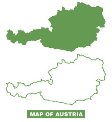 Simple Austria Outline flat map style vector illustration set