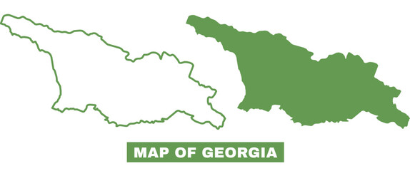 Simple Georgia Outline flat map style vector illustration set