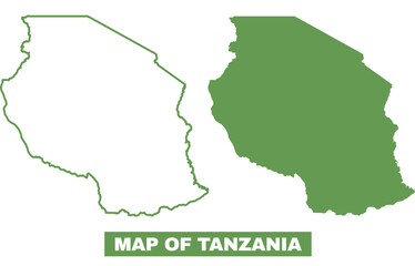 Simple Tanzania Outline flat map style vector illustration set