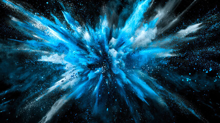 A blue-white-black explosion in space. An abstract explosion in the colors of the Estonian flag. The concept of the background for the design. Holi's colors explode