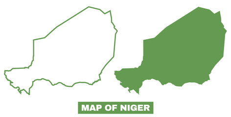 Simple Niger Outline flat map style vector illustration set