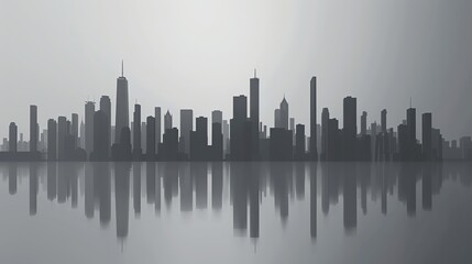 Fototapeta premium A cityscape reflected in water.