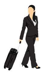 full isolated Business women with luggage 