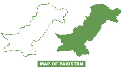 Simple Pakistan Outline flat map style vector illustration set