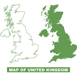 Simple United Kingdom Outline flat map style vector illustration set