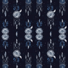 Seamless pattern with ikat boho