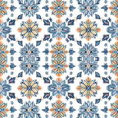 Seamless pattern with ikat boho