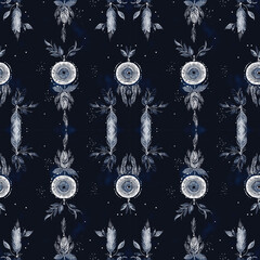 Seamless pattern with ikat boho