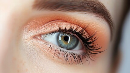 Fototapeta premium A close up of a woman's eye with long eyelashes.