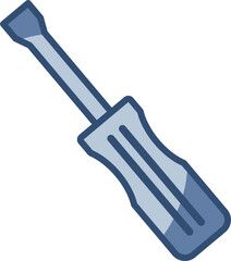 screwdriver vector icon, transparent background. replaceable blue color design