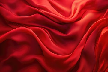 Obraz premium Red Silk Flow. Abstract Motion of Red Silk Fabric on White Background