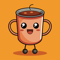 A cute cup of coffee with beans Love Foam With Beans Cartoon Icon vector Illustration clipart design