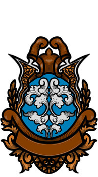 recommend clip art: engraving frame with traditional weapon