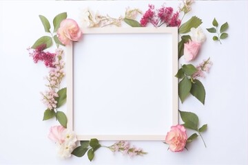 a framed picture of flowers and a frame with a white frame