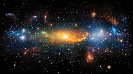A stunning abstract image of a galaxy with swirling colors and glowing stars.