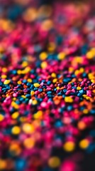 Fototapeta premium Colorful macro of small pebbles, vibrant texture. Abstract art and creativity concept