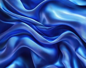 Obraz premium Silk Blue Waves Abstract Art Illustration in Soft Curve Shape