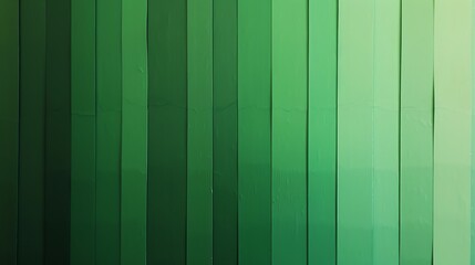 Obraz premium A wall of vertical green painted wood planks with a gradient of color.
