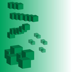 threedimensional cube bg geometry. Grren background vector