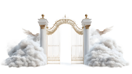 Pearly Gates with Clouds and Heaven Isolated on transparent Background, png file