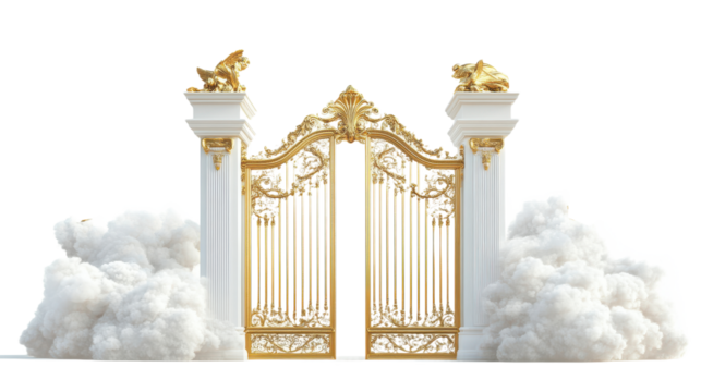 Pearly Gates with Clouds and Heaven Isolated on transparent Background, png file