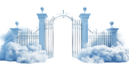 Pearly Gates with Clouds and Heaven Isolated on transparent Background, png file