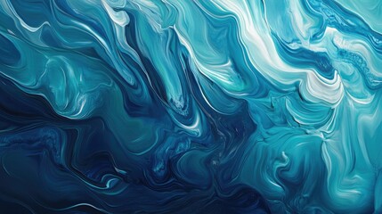 Obraz premium Flowing Waves: A Contemporary Abstract Water Painting with Turquoise Blues