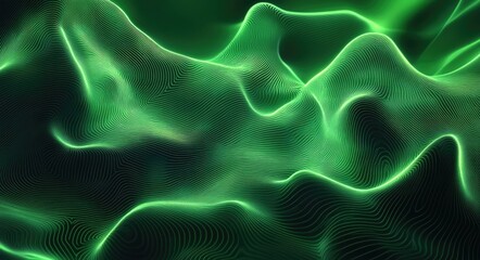 Neon Wave Energy: Abstract Green Glow in Dark Background