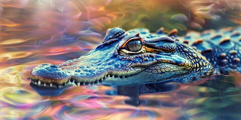 Crocodile refreshing itself in the water to avoid the heat.