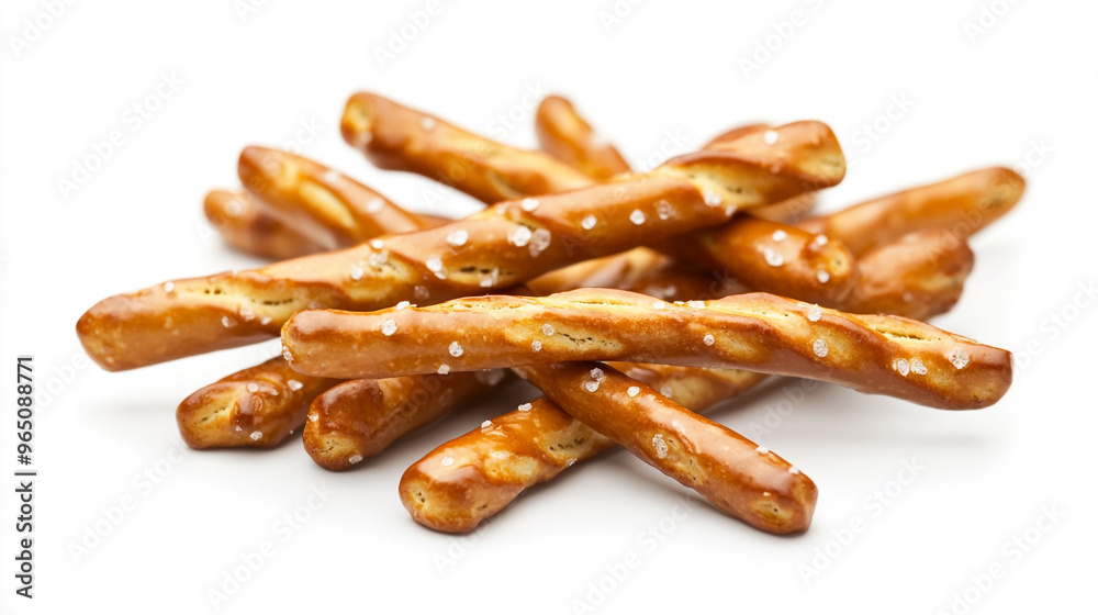 Wall mural Crunchy, salty pretzel sticks arranged artfully against a bright background showcasing a tasty snack perfect for any occasion