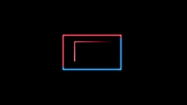 Rectriangle neon Glowing sign animation on black background