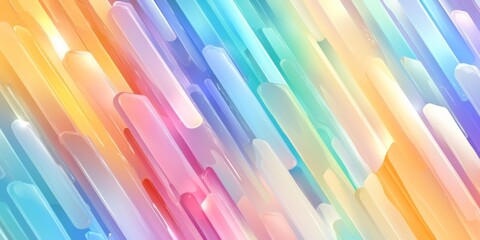 Abstract Background with Colorful Glass Tubes Gradually Transitioning from Light Blue to Pink and Yellow on a White Background