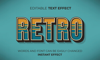 Vintage retro 3D editable text effect template	