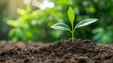 New plant sprouting from soil, symbolizing growth, nature, and environmental sustainability