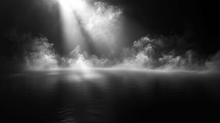 Dramatic Lighting with Fog on a Black Surface