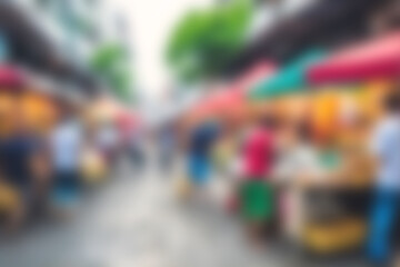 Fototapeta premium Blur image of night market festivals, Abstract Background and bokeh light