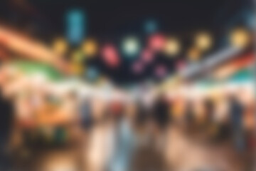 Fototapeta premium Blur image of night market festivals, Abstract Background and bokeh light