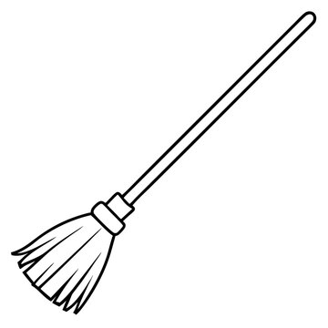 recommend clip art: broom outline coloring book page line art illustration digital drawing