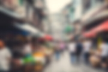 Naklejka premium Blur image of night market festivals, Abstract Background and bokeh light