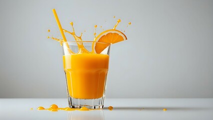 Orange juice splash on the glass