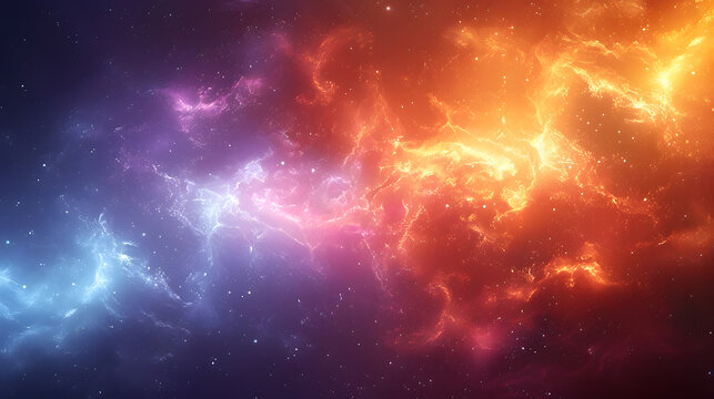 Dynamic cosmic nebula burst showcases swirling colorful clouds in space, capturing the vibrant hues of blue, purple, and orange. It perfectly embodies the mystery of the cosmos